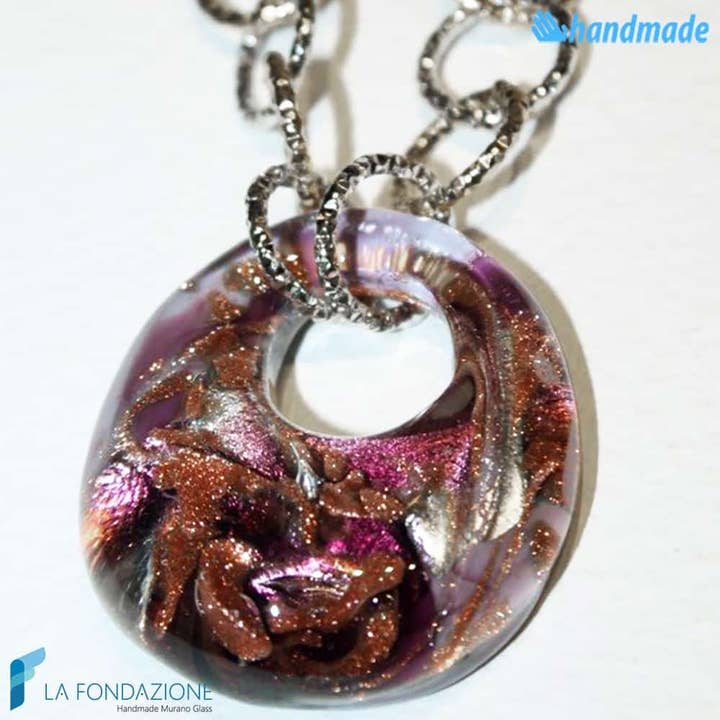 Light Blue Magenta Peacock Murano Glass Beads Necklace for wholesale on Faire2