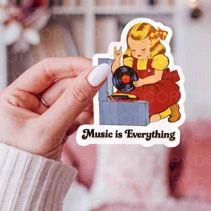 La musica è tutto, adesivo per dischi in vinile per la vendita all'ingrosso da parte di Ace the Pitmatian Co