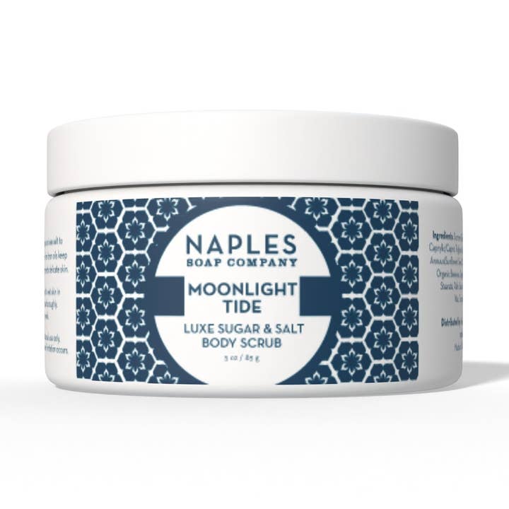 Moonlight Tide Luxe Sugar & Salt Body Scrub 3oz for wholesale by Naples Soap Company | Clean Beauty, Natural Bath & Body