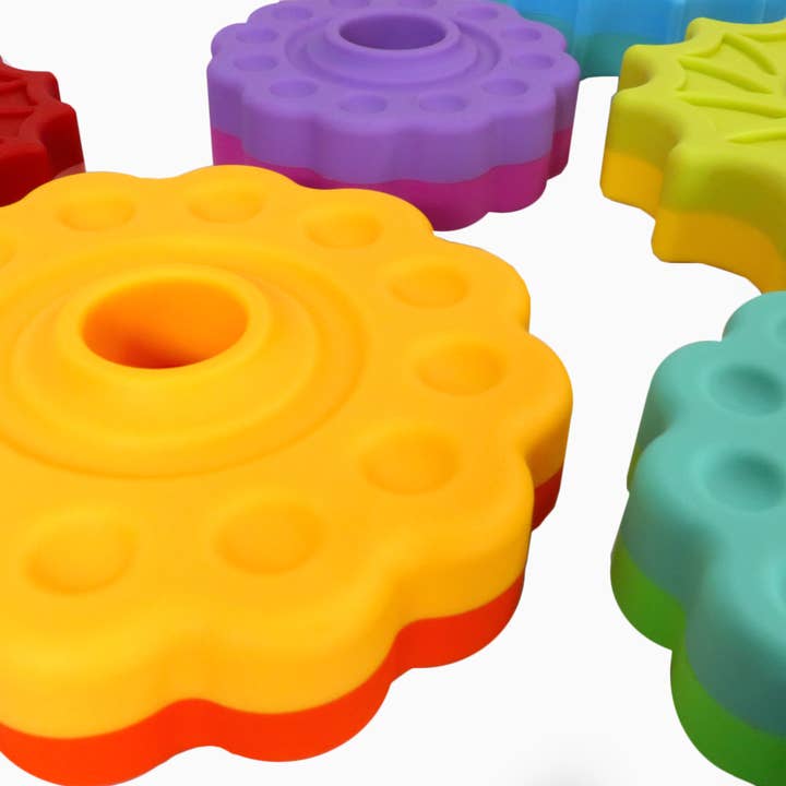 Regal Games - Wholesale Stacking Rings Game - Baby - Rainbow Gears Spin Tower