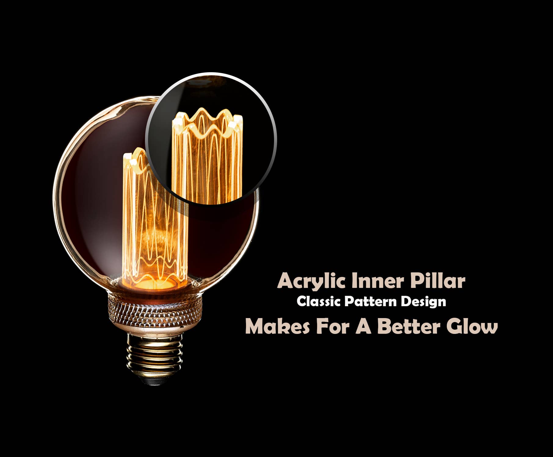 Next Glow - Wholesale Light Bulb/Puck - Decorative G25 Globe Light Bulb Amber Acrylic Inner Pillar2