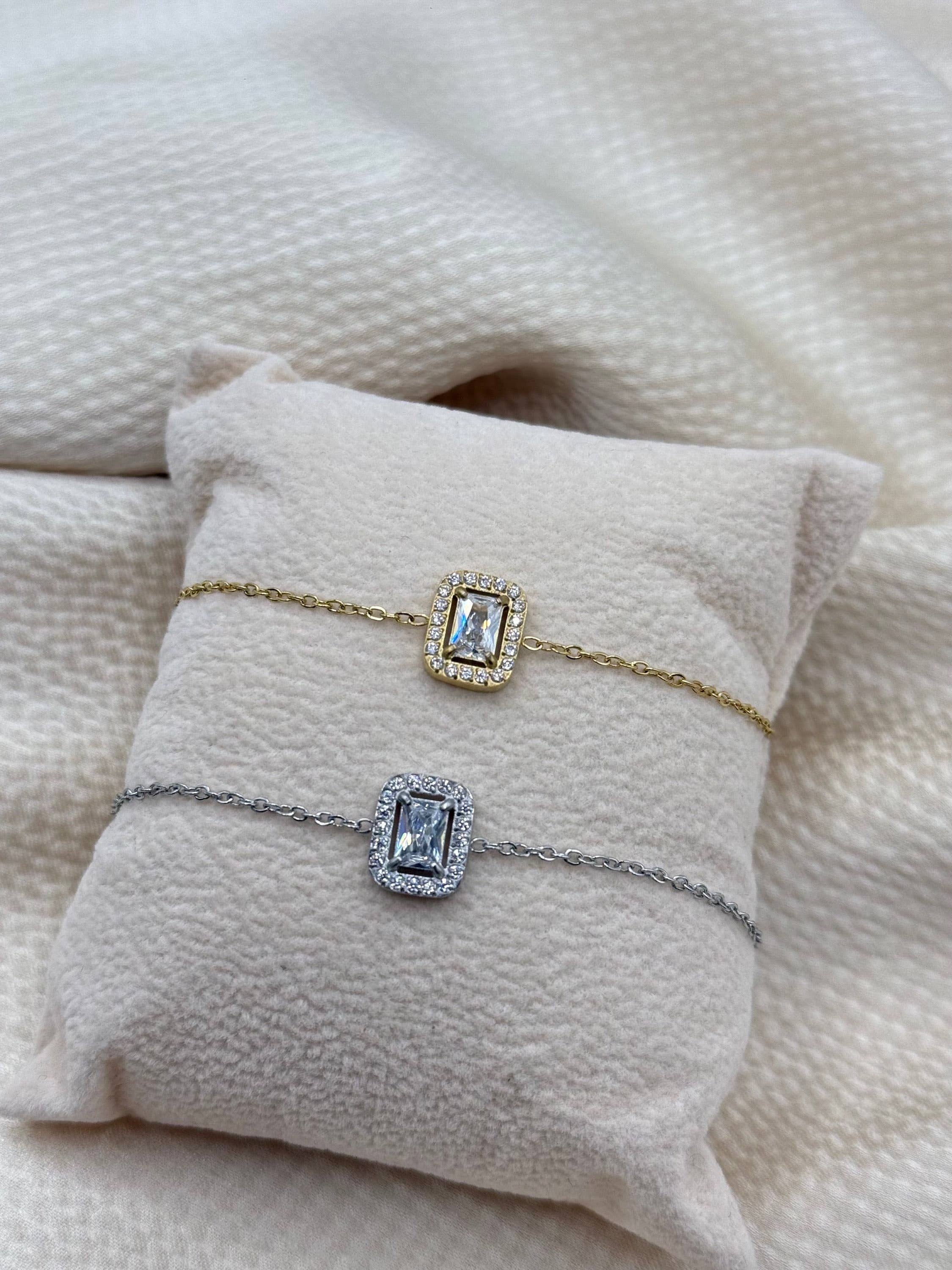 YOLA – Pulseira de elo e corrente por atacado – Square Stones Pulseira de Aço Inoxidável0