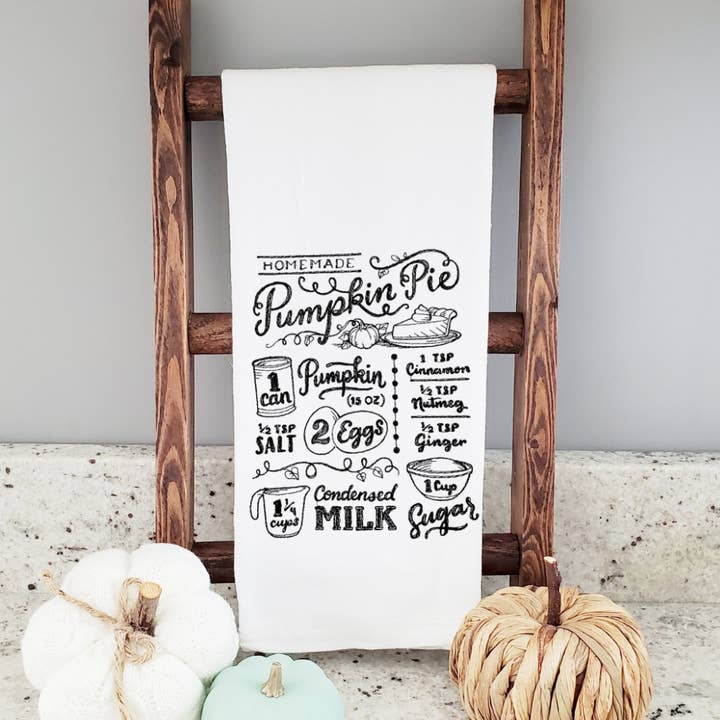 Pumpkin Pie Embroidered Flour Sack Towel for wholesale by Sewing From The Hart