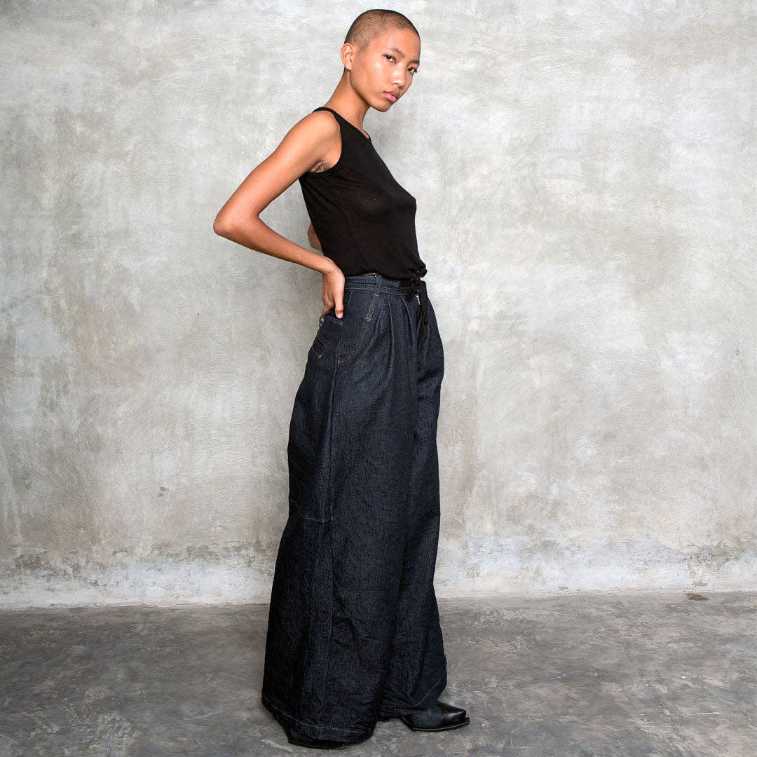 Mark Baigent - Vente Jean – femme - Pantalon Fibular en denim à jambes larges7