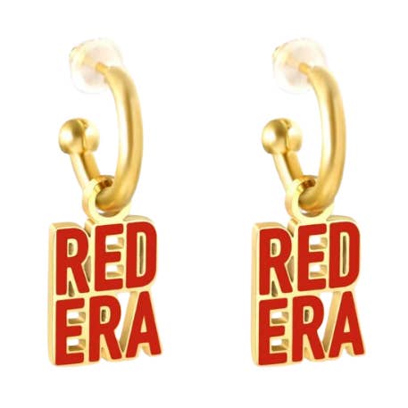 Kansas City Red Era Huggie Hoepeloorbellen voor wholesale door EB and Co.