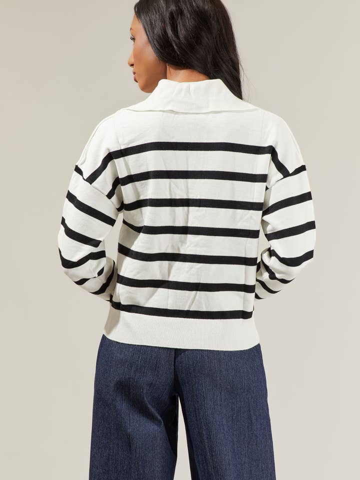 Sugarlips - Wholesale Knit Sweater - Women's - Possie Dill Striped Collar Sweater5