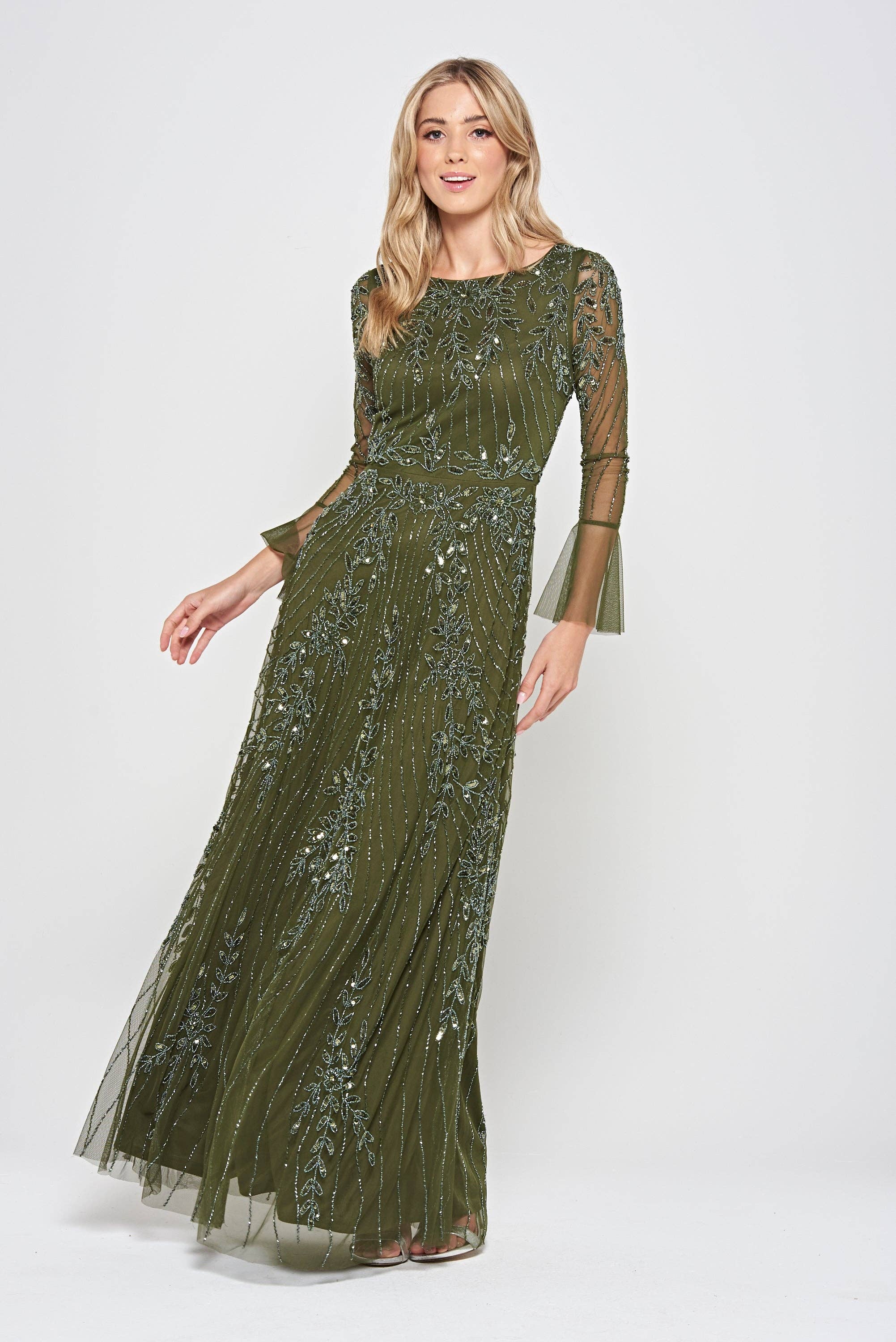 Jora Olive Embellished Maxi Dress for wholesale on Faire0
