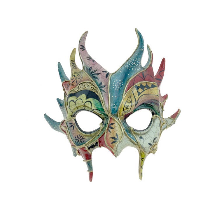 Blue Venetian Devil Horn Mask for wholesale by KBW Global Corp.