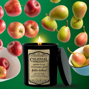 12 oz. Golden Orchard Hand Poured Premium Apricot Wax Candle for wholesale by Colonial Merchant