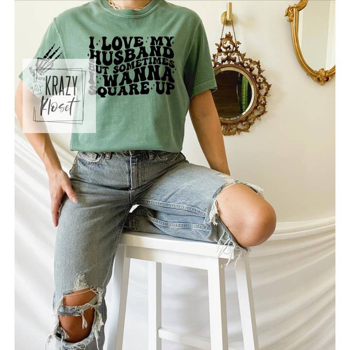 Love My Husband, Square Up - Women's Screen Printed T-Shirt for wholesale by Krazy Kloset