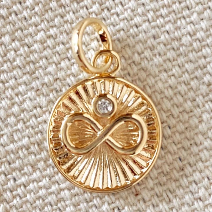 18K Gold Filled Infinity Charm with Cubic Zirconia Pendant for wholesale by GoldFi