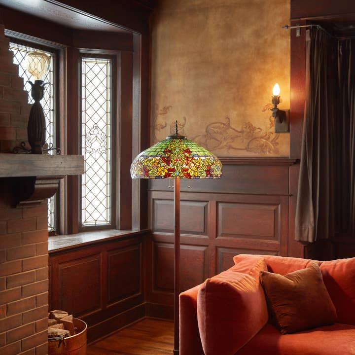 River of Goods - Wholesale Floor Lamp - 65"H Hampstead Green Tiffany Style Stained Glass Floor Lamp4
