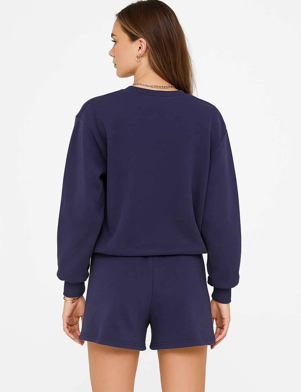 Sweetkama - Wholesale Lounge Set - Women's - Ladies Solid Color Long Sleeves Sweatshirt & Shorts Set22