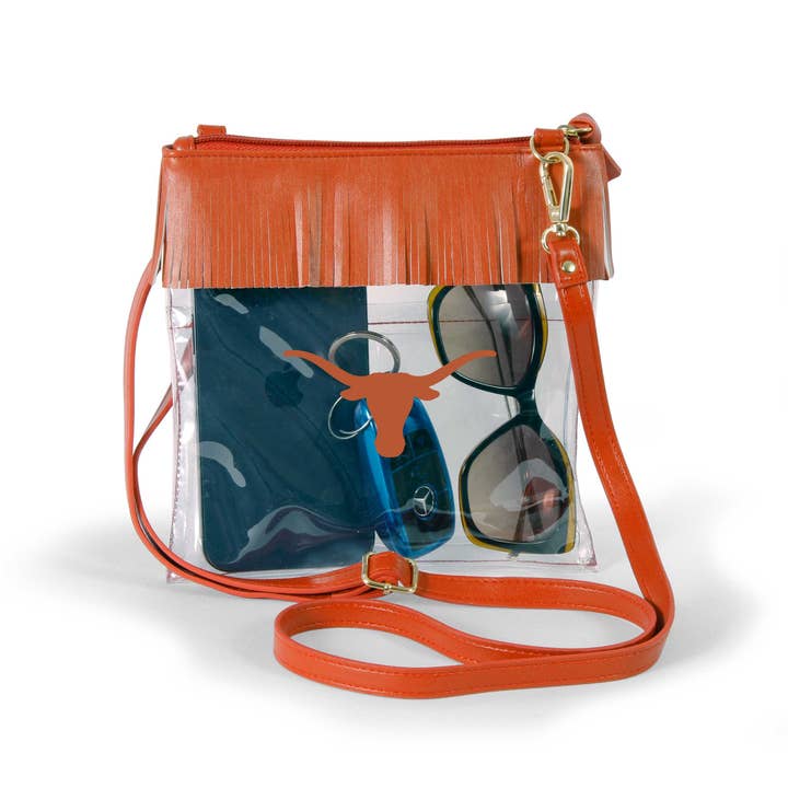 Texas Longhorns Clear crossbody with fringe by Desden for wholesale by Desden