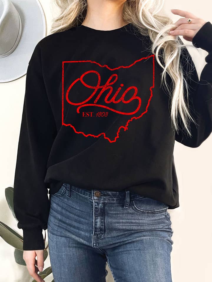 Rustee Clothing - Wholesale Graphic Sweatshirt - Women's - OHIO STATE PUFF GRAPHIC TERRY SWEATSHIRTS0