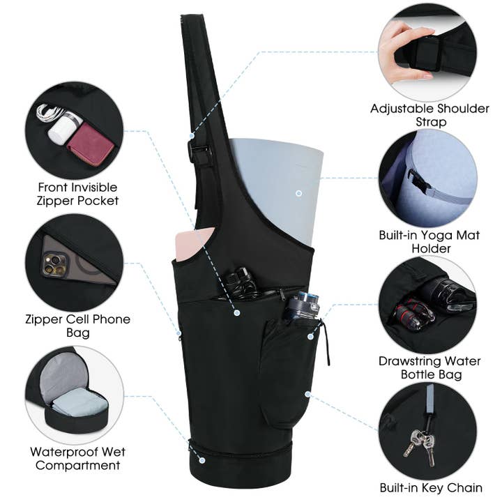 wandf - Wholesale Yoga Bag - Yoga Mat Bag Large Opening Long Tote Yoga Mat Carrier Holder4