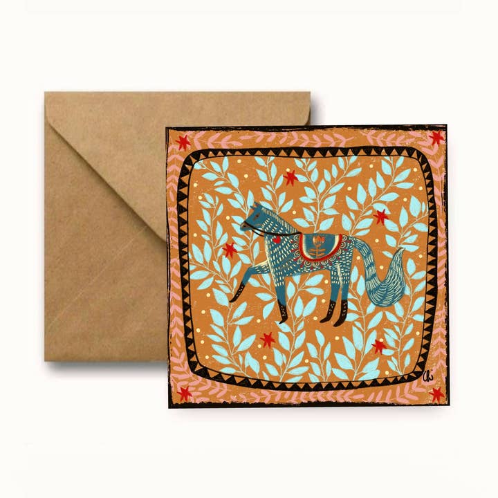 Horse square greeting card 14x14 cm. for wholesale by Carole Hillman