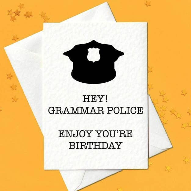 Prickly Cards - Wholesale Birthday Card - Hey Grammar Police - Enjoy You're Birthday