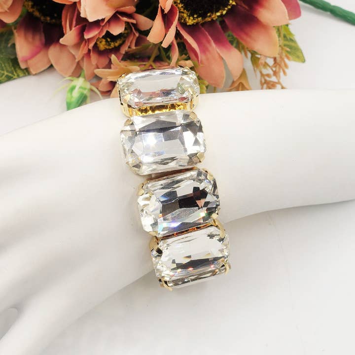 Daemon srls - Wholesale Bangle Bracelet - MARGOT LUXE - Bracciale elasticizzato con pietre sfaccettate -luce colection27