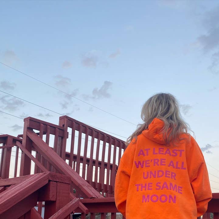 Faded Moon – wholesale Hoodie – Women's – Under The Same Moon Hoodie - Orange