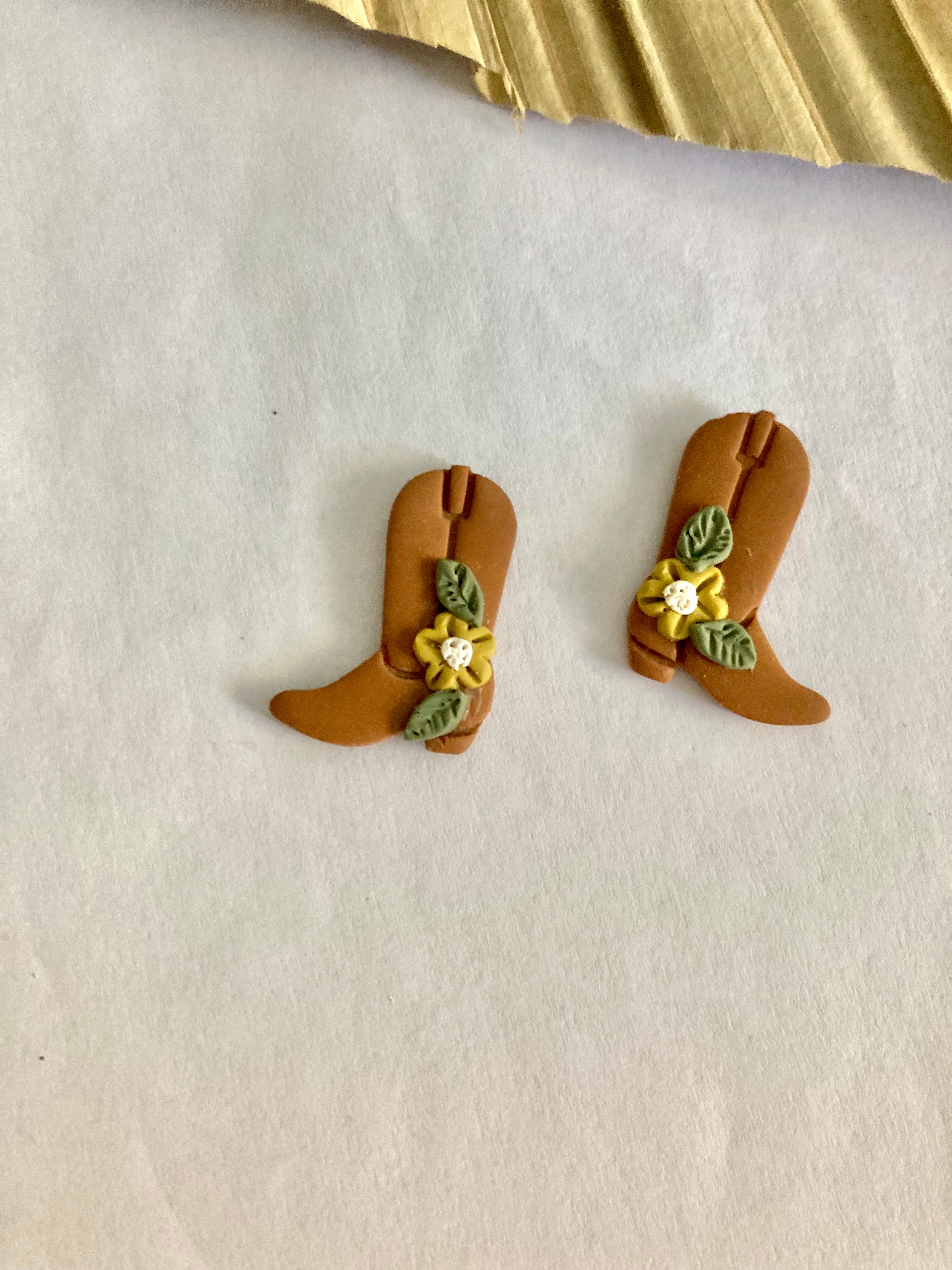 Terra Made - Wholesale Stud/Post Earrings - Cowgirl boot stud earrings