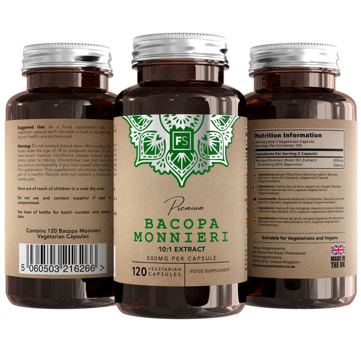 Focus Supplements – wholesale Oral supplement/vitamin – Bacopa Monnieri (500mg) 120 Capsules1