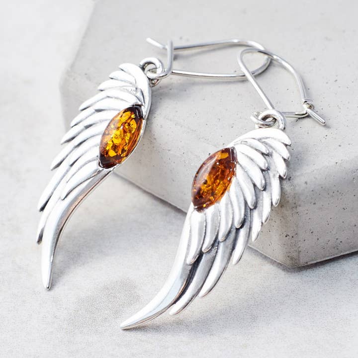 Brincos Ala Anjo Baltic Asa Asa Prata Brincos Gota por atacado de Marcin Waryszak