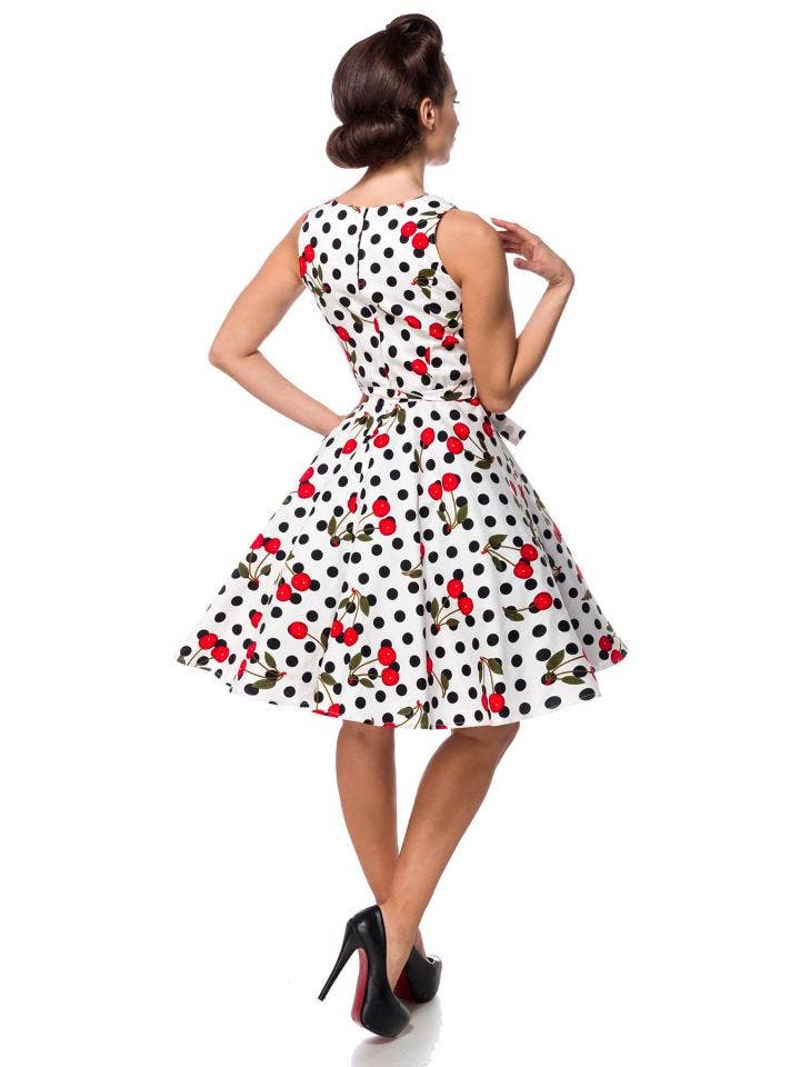 White Black Belsira Retro Cotton Dress with Circle Skirt for wholesale on Faire1