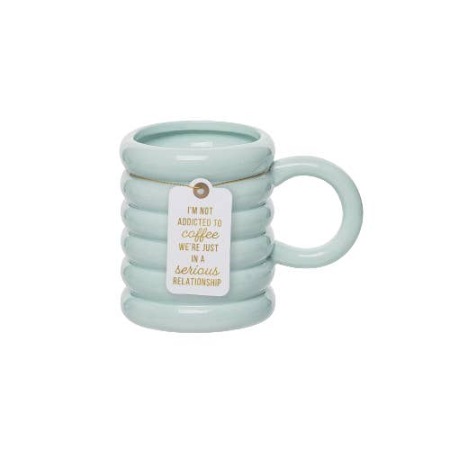 Totalee Gift - Wholesale Coffee Mug - Addicted To Coffee Teal Ribbed Mug