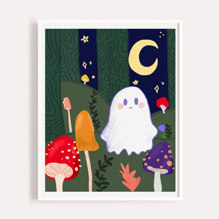 Forest Ghost 8x10 Konsttryck - ”Mushroom Ghostie” för wholesale av The Anxious Peach