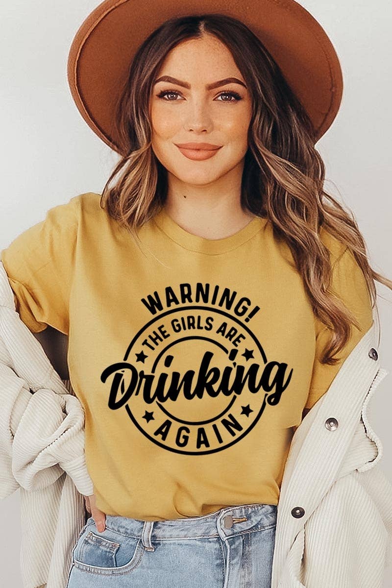 COLORBEAR - Wholesale T-Shirt (Graphic) - Women's - WARNING! THE GIRLS ARE DRINKING AGAIN Graphic Tee9
