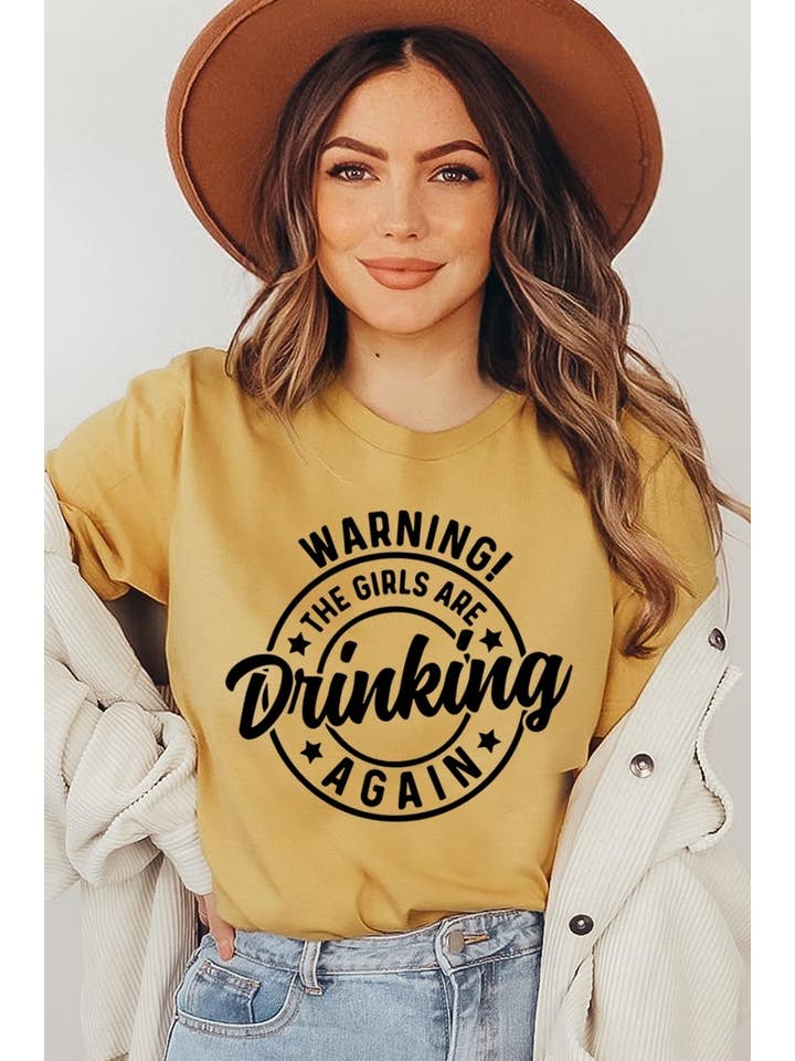 COLORBEAR - Wholesale T-Shirt (Graphic) - Women's - WARNING! THE GIRLS ARE DRINKING AGAIN Graphic Tee9
