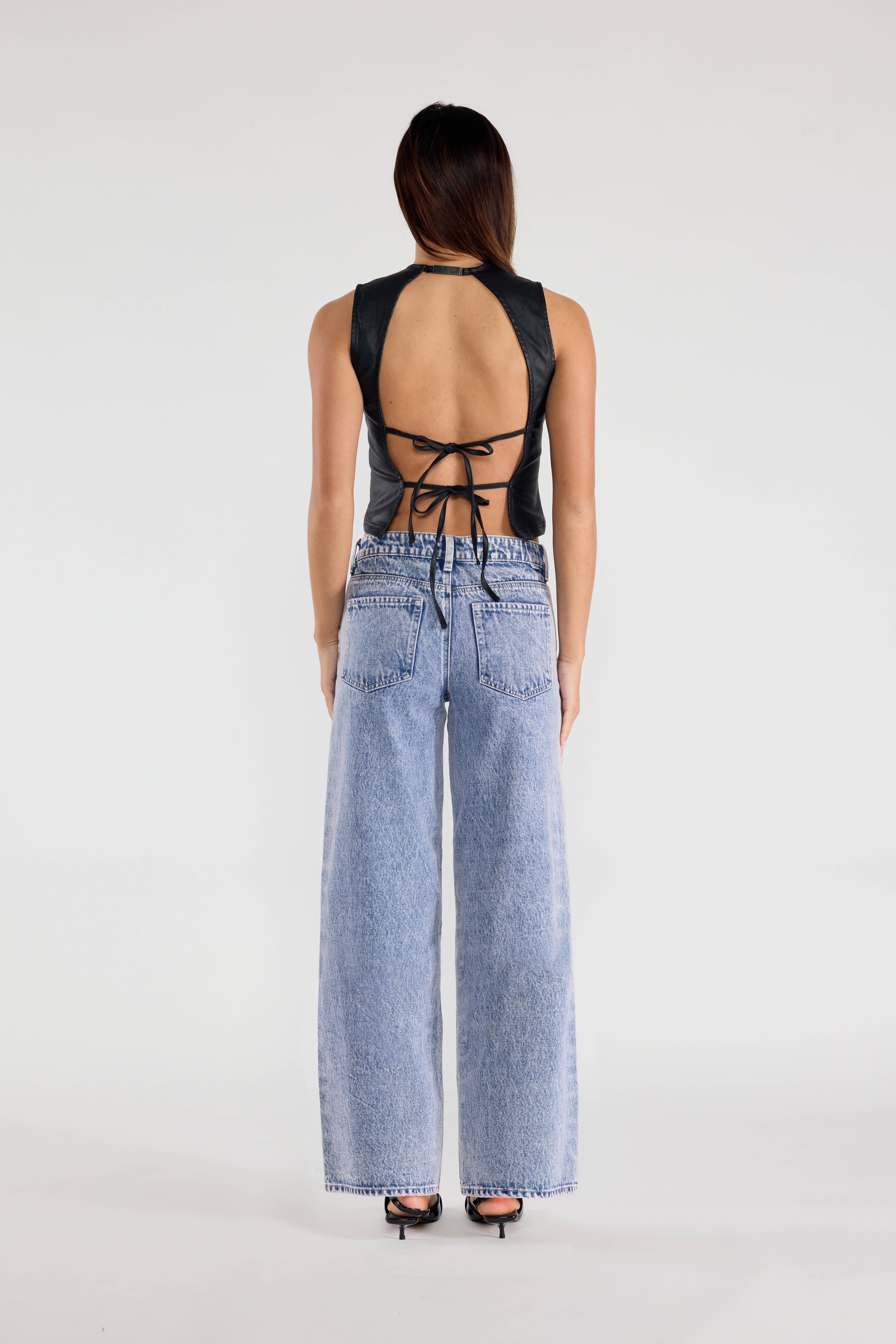 ENJEAN - Venta al por mayor Vaqueros - Mujer - JEANS DE PIERNA ANCHA RELAJADA DE CINTURA MEDIA OPEN PACK WEP36474