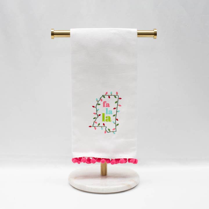 Serviette à main Mississippi Falala Blanc/Multi 20x28 pour la vente par The Royal Standard