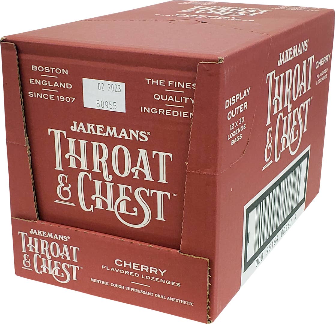 BT Remedies - Wholesale Lozenges/Cough Drops - Jakemans Throat & Chest Cherry Lozenges Bag - 30 Ct3