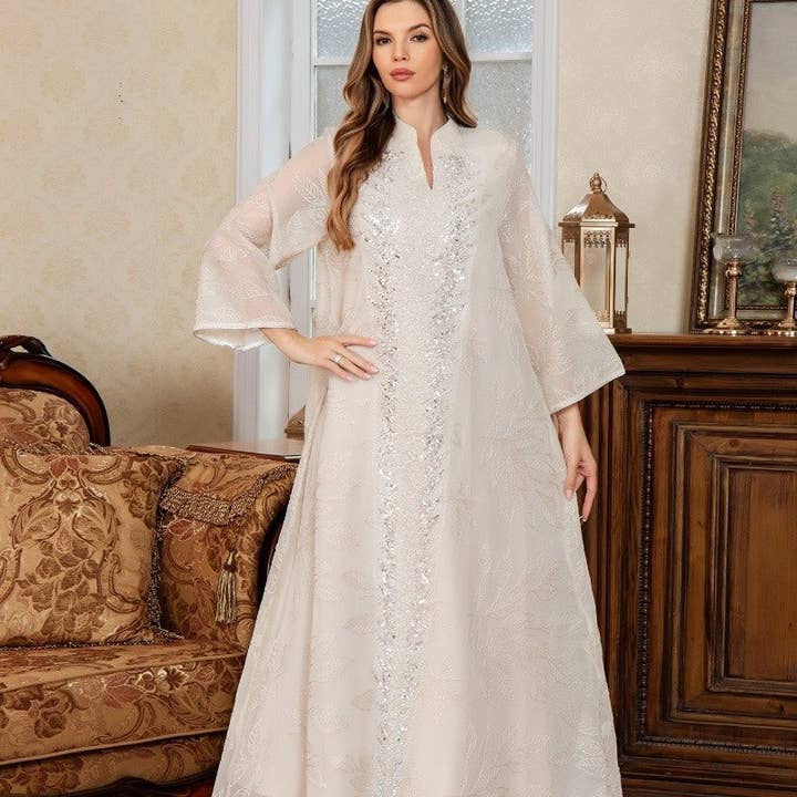 Muslim Mesh Beaded Abaya for wholesale by FurDecoration