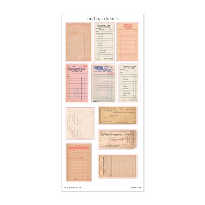 Vintage Receipts • Journal Sticker Sheet for wholesale by Sadie's Stickers