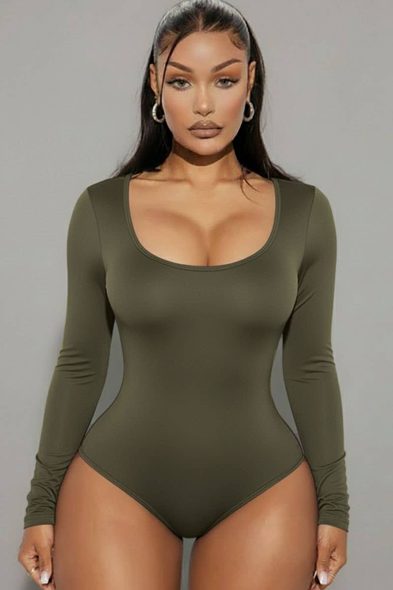 CAPELLA APPAREL - Wholesale Bodysuit - Women's - Scoop Neck Solid Long Sleeve Bodysuit9