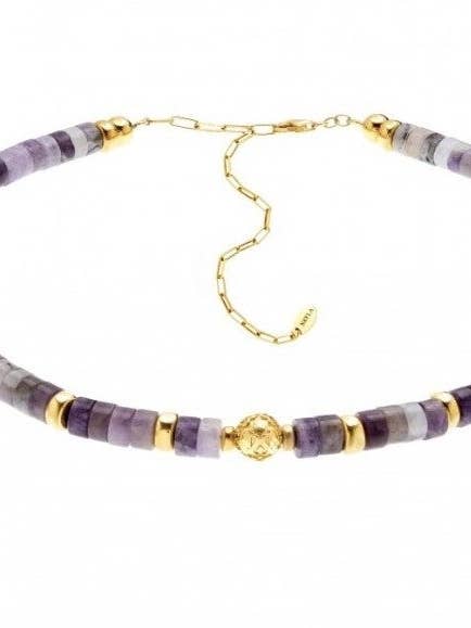 Colar Gargantilha de Contas Ametista Gemstone por atacado de Nayla Jewelry