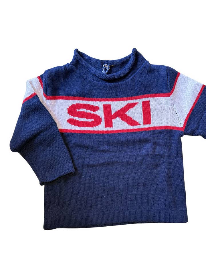 Jersey de esquí con cuello alto azul marino para venta al por mayor de Piping Prints