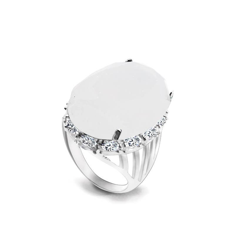 AMORINO SRL - Wholesale Single Stone/Solitaire Ring - OVAL RING IN COROLATED GLASS - ZY731760A332