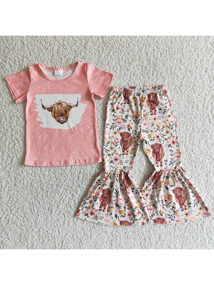 Aier Wholesale - Wholesale Top & Pant Set - Kids - Baby girls western cow bell pants clothing sets