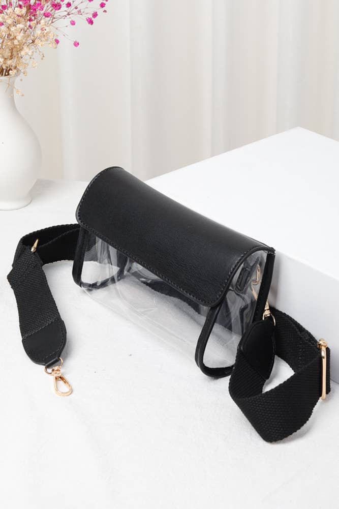 Hana - Wholesale Crossbody Bag - Women's - Solid Trim Clear Stadium Crossbody Bag15