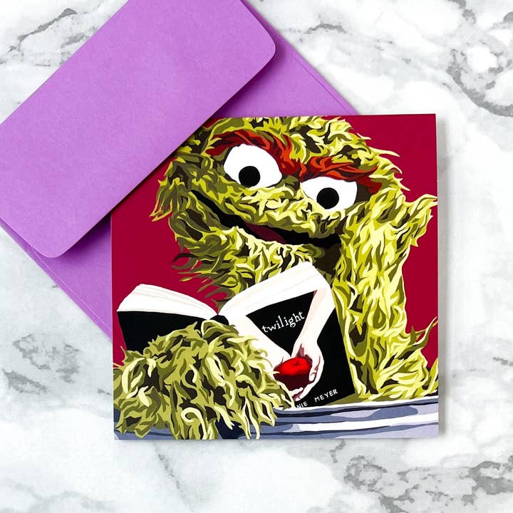 Blank greeting card - Oscar's Probably Team Edward for wholesale by Kristin Fardy Artist