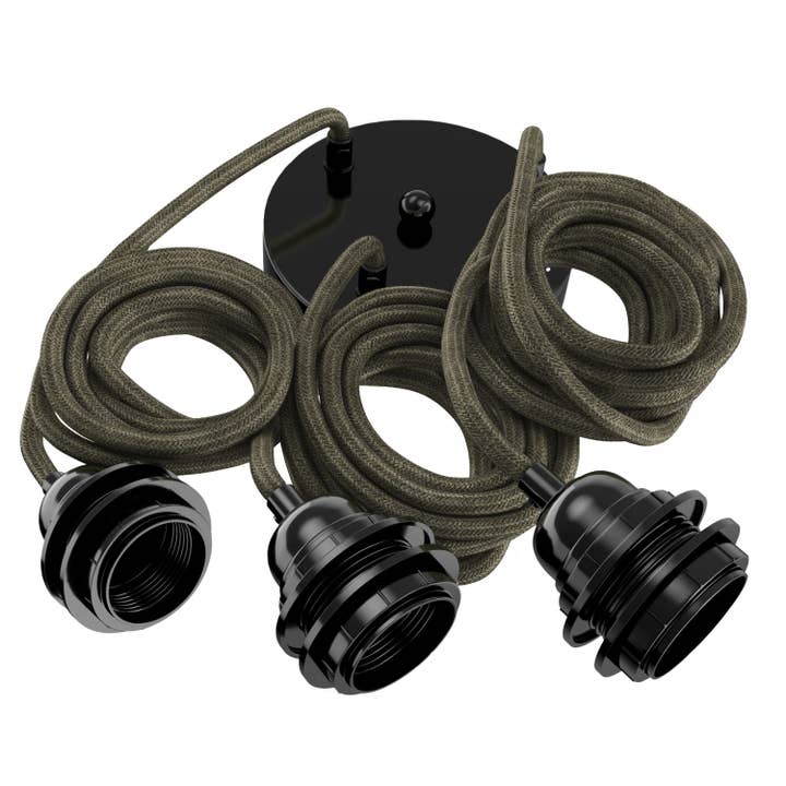 Deckenanhänger 3 Drähte 2,50 m französisches Leinen - Khaki-Leinen für den Großhandel von Hoopzi