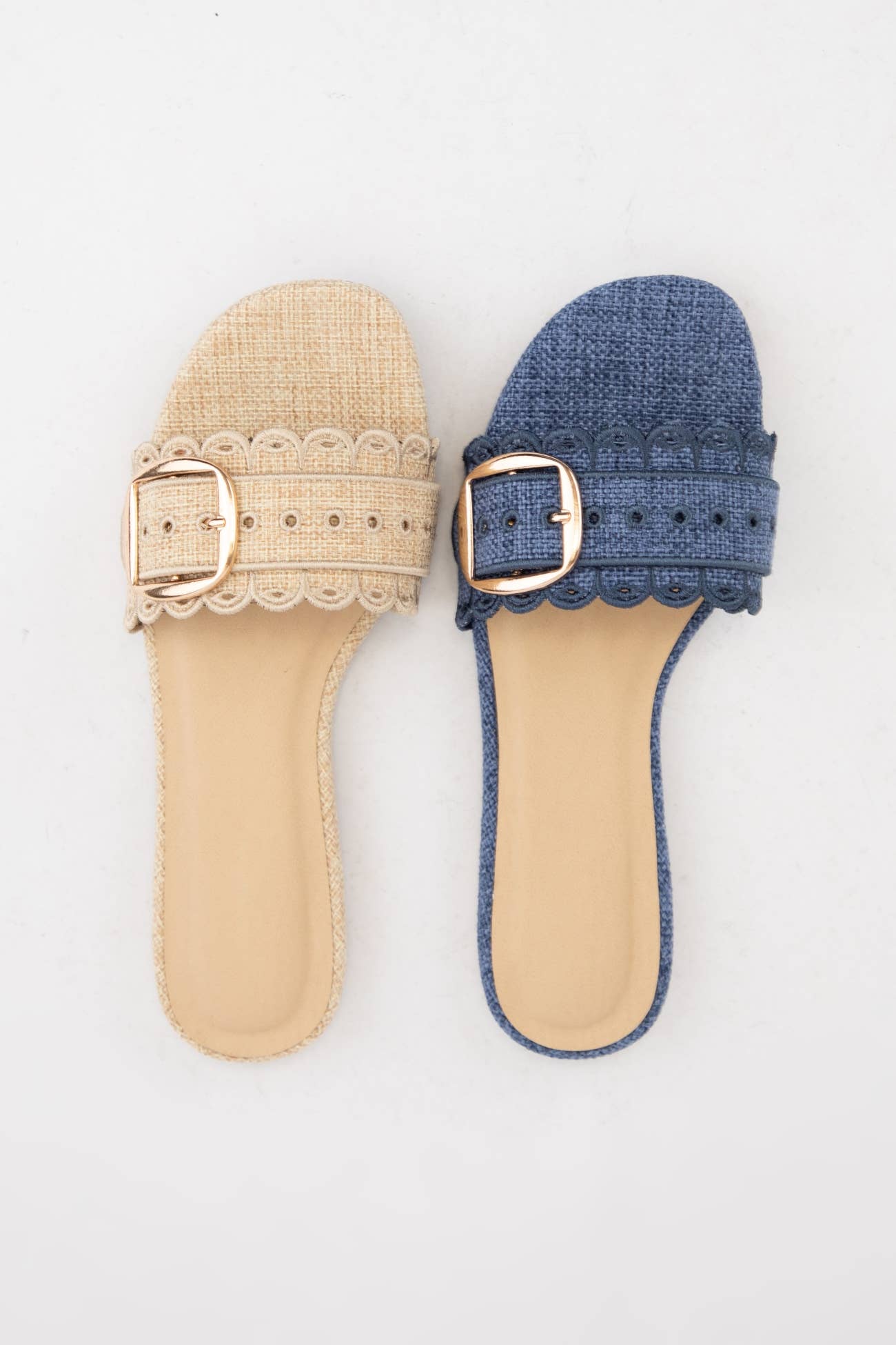 CCOCCI – Großhandel Sandalen – Damen – NUALA SANDALETTEN AUS LEINEN MIT WELLENKANTE UND SCHNALLE5