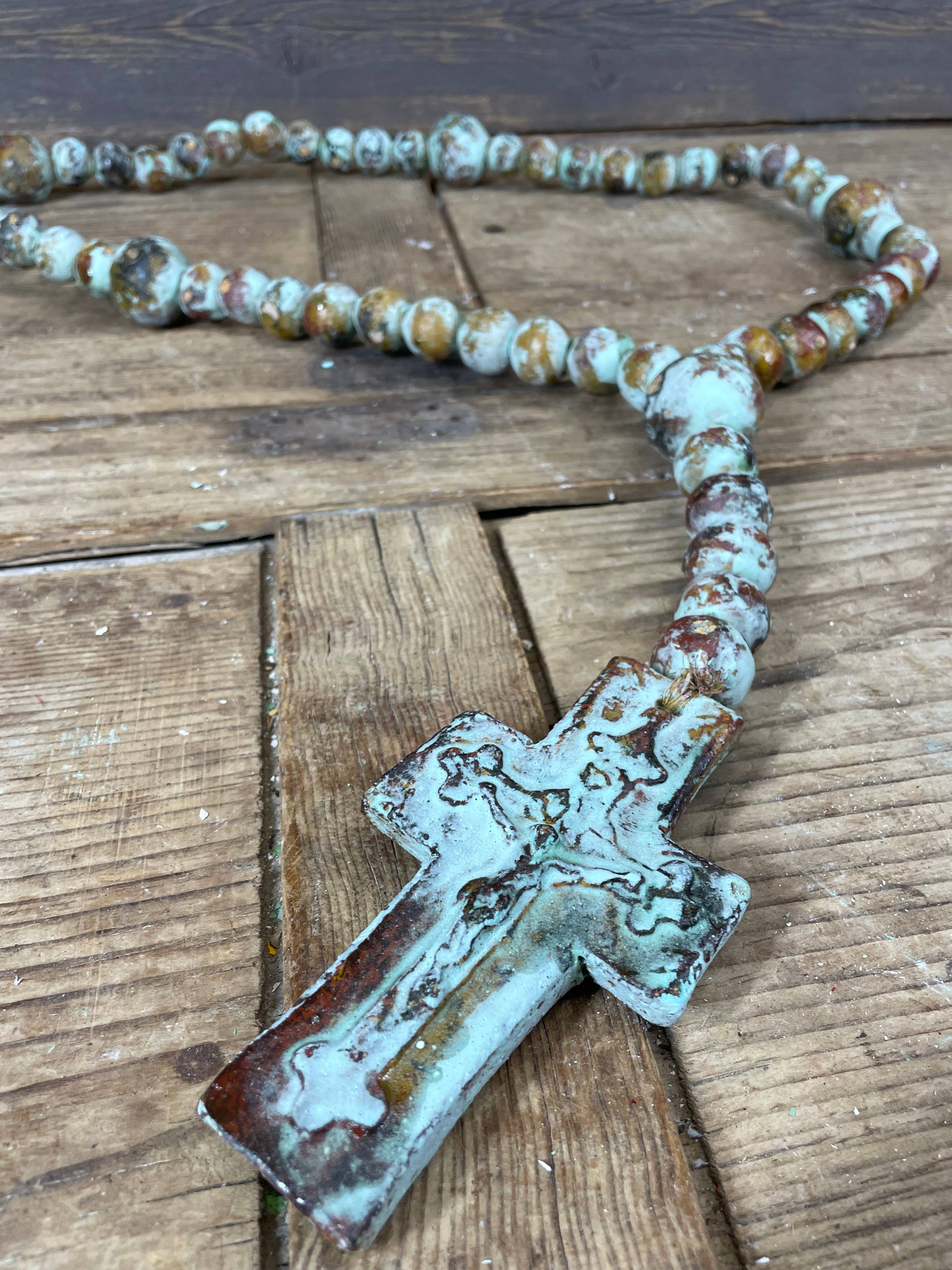 My Amigos Imports - Wholesale Prayer Beads Necklace - Trinity Large Clay Rosary-Beads-31-35 in-Large-Turquoise-$201