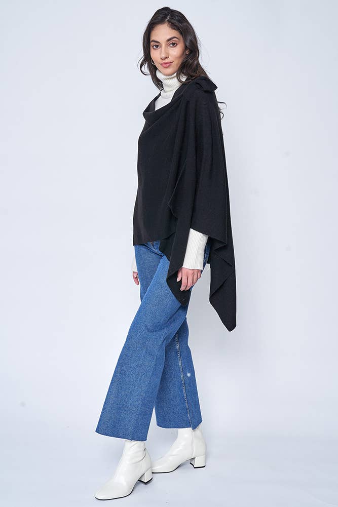 Hana - Venta al por mayor Poncho - Mujer - Ruana sólida con correa para el hombro16