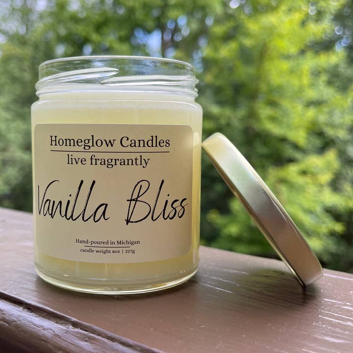 Baunilha Bliss - 8oz. Vela de Frasco de Vidro por atacado de Homeglow Candles