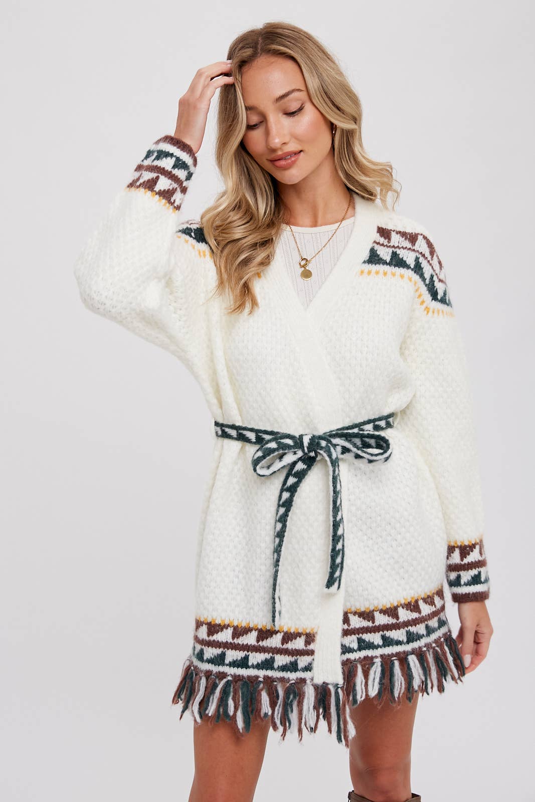 Bluivy – wholesale Cardigan – Women’s – AZTEC PATTERN BELTED CARDIGAN14
